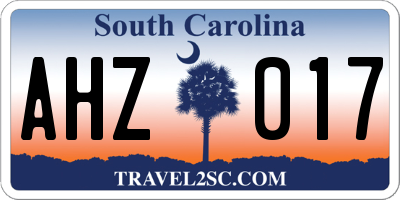 SC license plate AHZ017