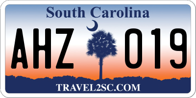 SC license plate AHZ019