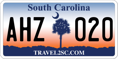 SC license plate AHZ020