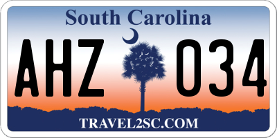 SC license plate AHZ034