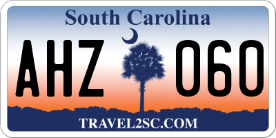 SC license plate AHZ060