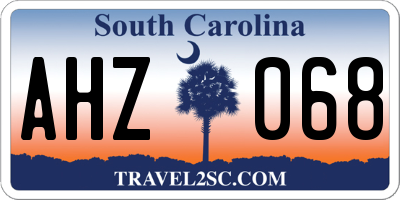 SC license plate AHZ068