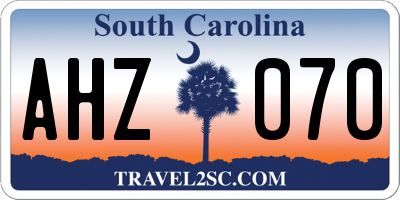 SC license plate AHZ070