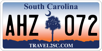 SC license plate AHZ072