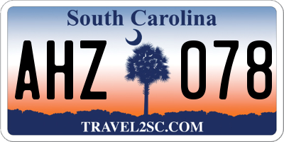 SC license plate AHZ078