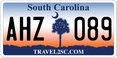 SC license plate AHZ089