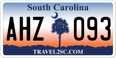 SC license plate AHZ093