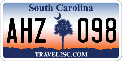 SC license plate AHZ098