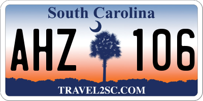 SC license plate AHZ106