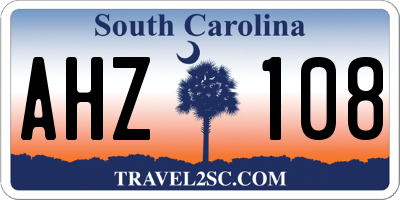SC license plate AHZ108