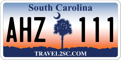 SC license plate AHZ111