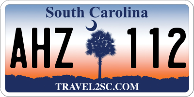 SC license plate AHZ112
