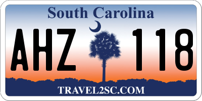 SC license plate AHZ118