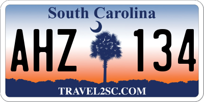 SC license plate AHZ134