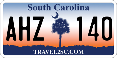 SC license plate AHZ140