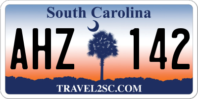 SC license plate AHZ142