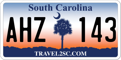 SC license plate AHZ143