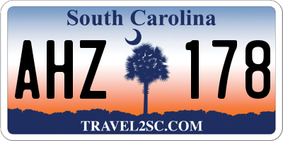 SC license plate AHZ178