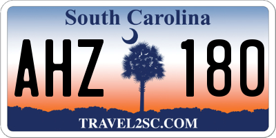 SC license plate AHZ180