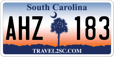 SC license plate AHZ183