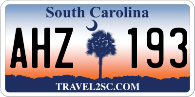 SC license plate AHZ193