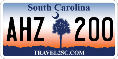 SC license plate AHZ200