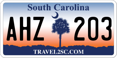 SC license plate AHZ203