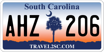 SC license plate AHZ206