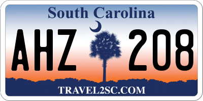 SC license plate AHZ208