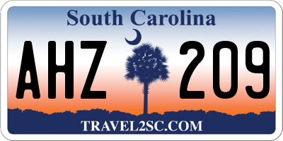 SC license plate AHZ209