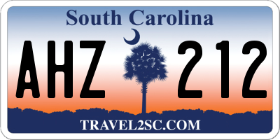 SC license plate AHZ212