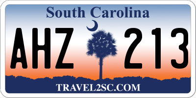 SC license plate AHZ213