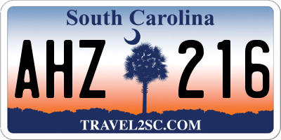 SC license plate AHZ216