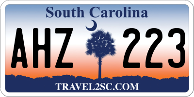SC license plate AHZ223