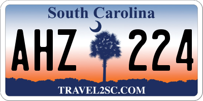 SC license plate AHZ224