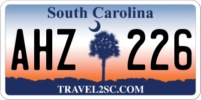 SC license plate AHZ226