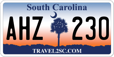 SC license plate AHZ230