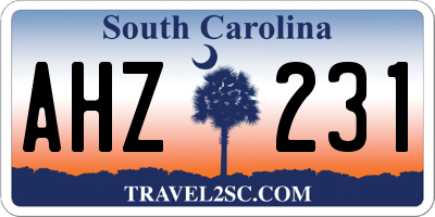 SC license plate AHZ231