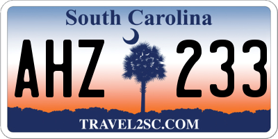 SC license plate AHZ233