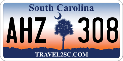 SC license plate AHZ308