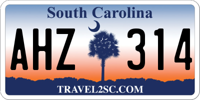 SC license plate AHZ314