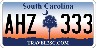 SC license plate AHZ333
