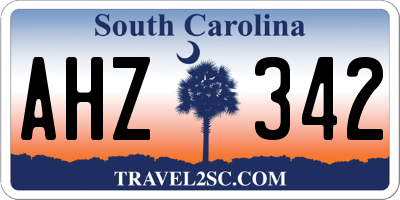 SC license plate AHZ342