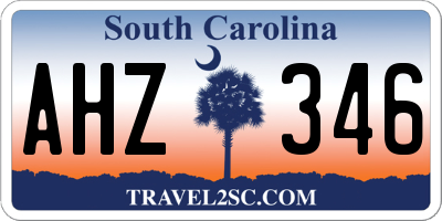 SC license plate AHZ346
