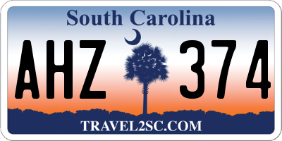 SC license plate AHZ374