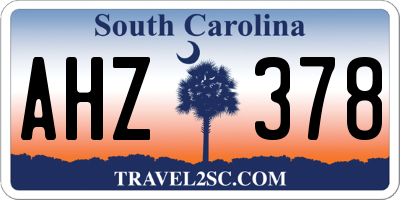 SC license plate AHZ378