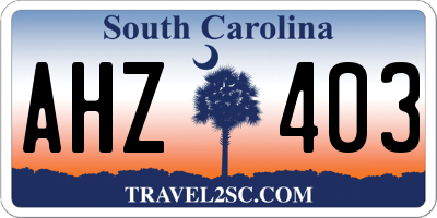 SC license plate AHZ403