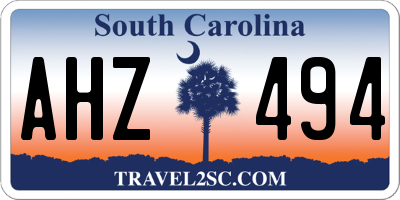 SC license plate AHZ494