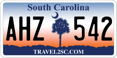 SC license plate AHZ542