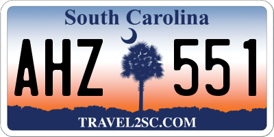 SC license plate AHZ551